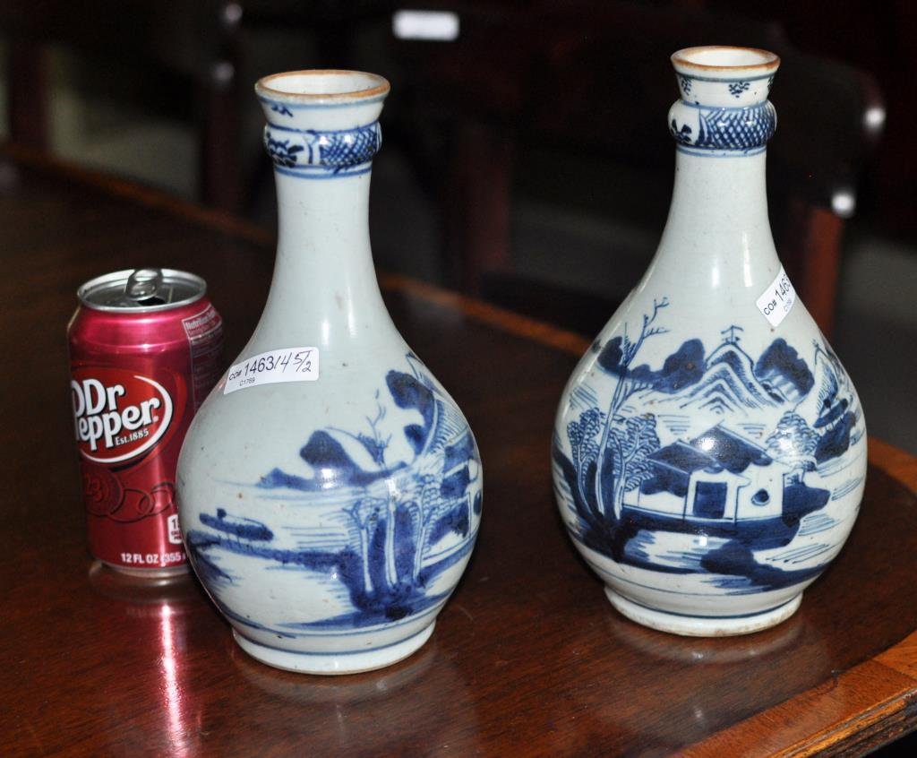 Near Pair Chinese Canton Bottle Form Vases (1 of 3)