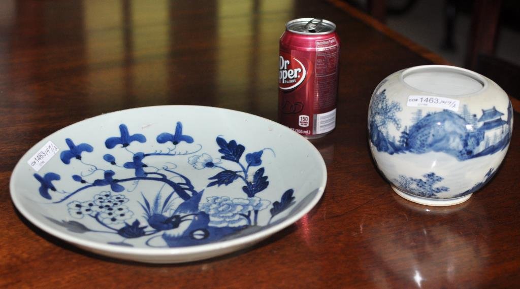 Two Chinese Canton Items, Jar & Plate (1 of 1)