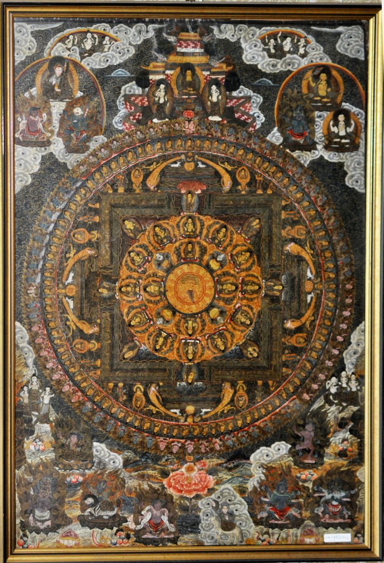 Framed Tibetan Buddhist Thangka (1 of 2)