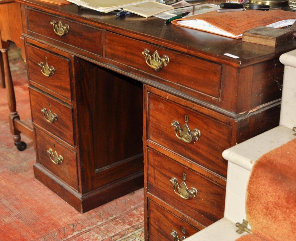 Small Chippendale Mahogany Partner's Desk: Small Chippendale Mahogany Partner's Desk 48" long, 27 1/2" deep, 32 1/2" high