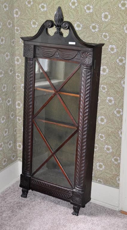 Classical Carved Mahogany Collectors Cabinet: Classical Carved Mahogany Collectors Cabinet approximately 50" high