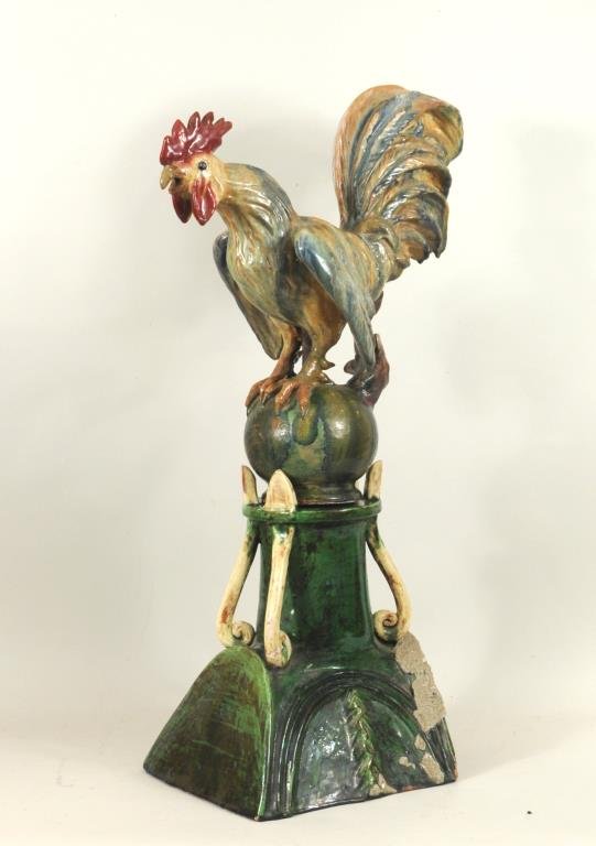 French Glazed Terracotta Cockerel Roof Ornament (1 of 5)