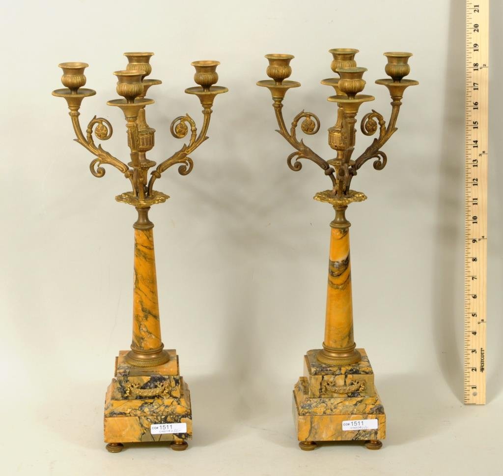 Pair Bronze & Marble Candelabra (1 of 4)