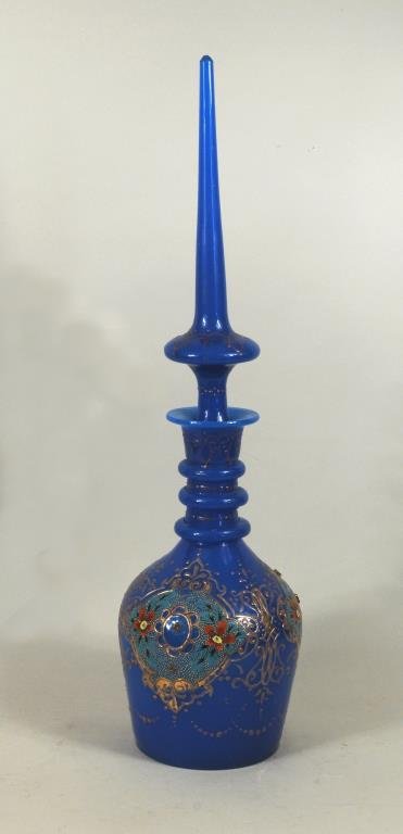 Bohemian Ottoman Style Blue Glass Decanter (1 of 3)