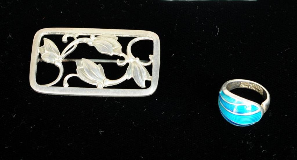 Georg Jensen Sterling Silver Pin, D. Anderson Ring (1 of 2)