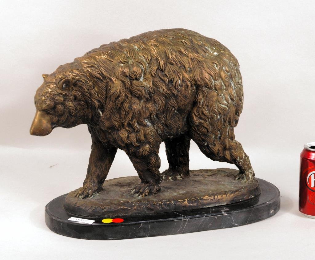 Large Gilt Metal Bear Sculpture (1 of 3)