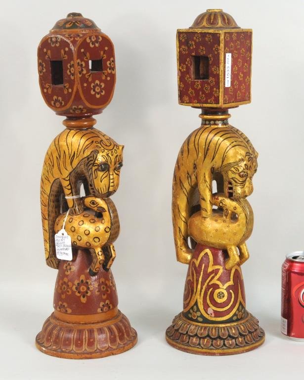 Pair Indian Polychrome Architectural Ornaments (1 of 4)