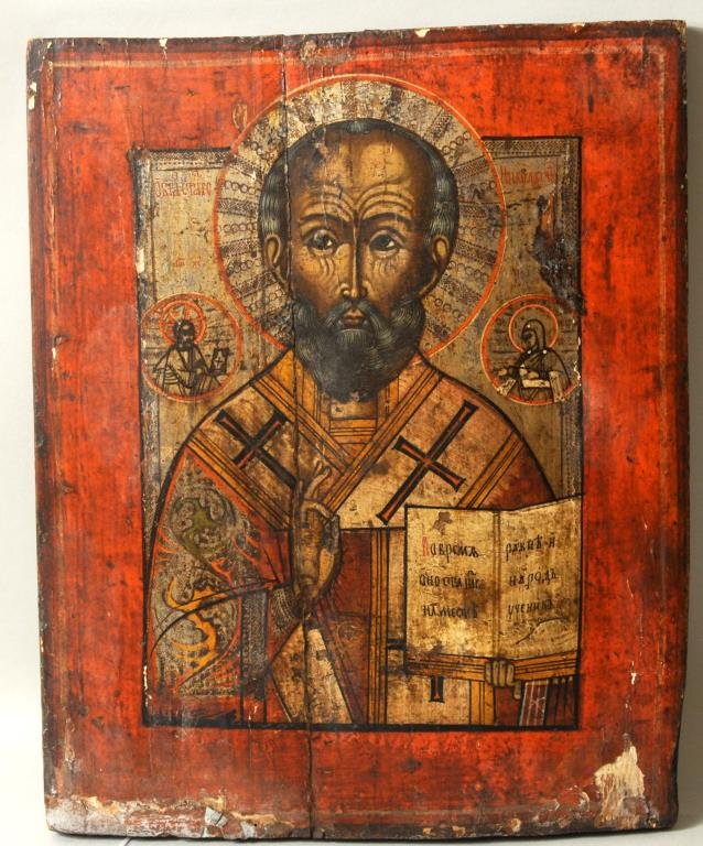 Religious Icon Gilt & Pigment/Panel (1 of 2)