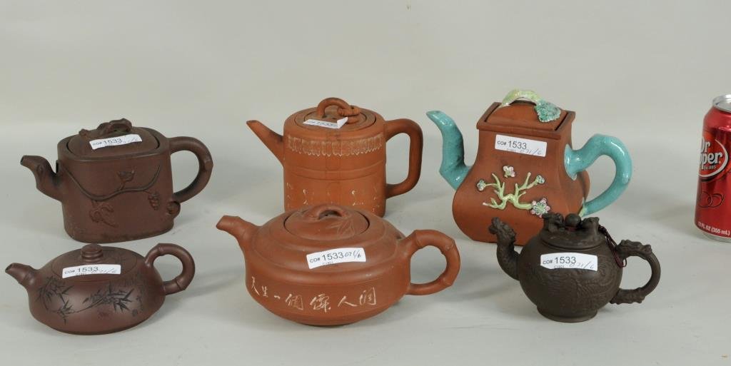 Group Six Yixing Teapots,Signed (1 of 7)
