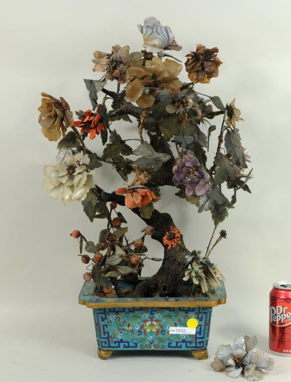 Chinese Mineral Tree In Cloisonne Urn (1 of 2)