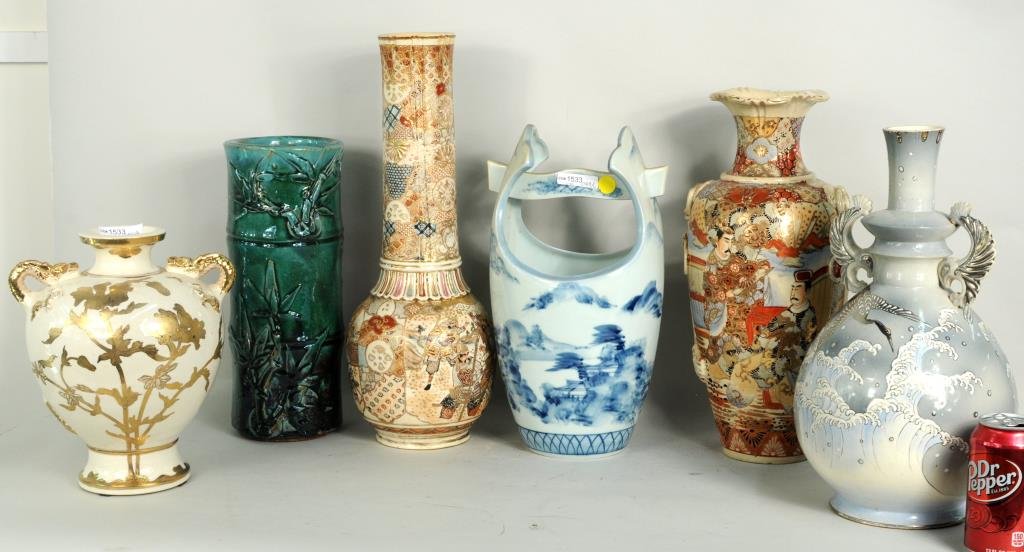 Group Six Japanese Porcelain Vases (1 of 4)