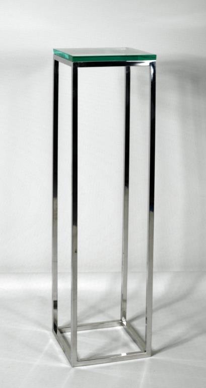 Modernist Chrome & Glass Pedestal Table (1 of 2)