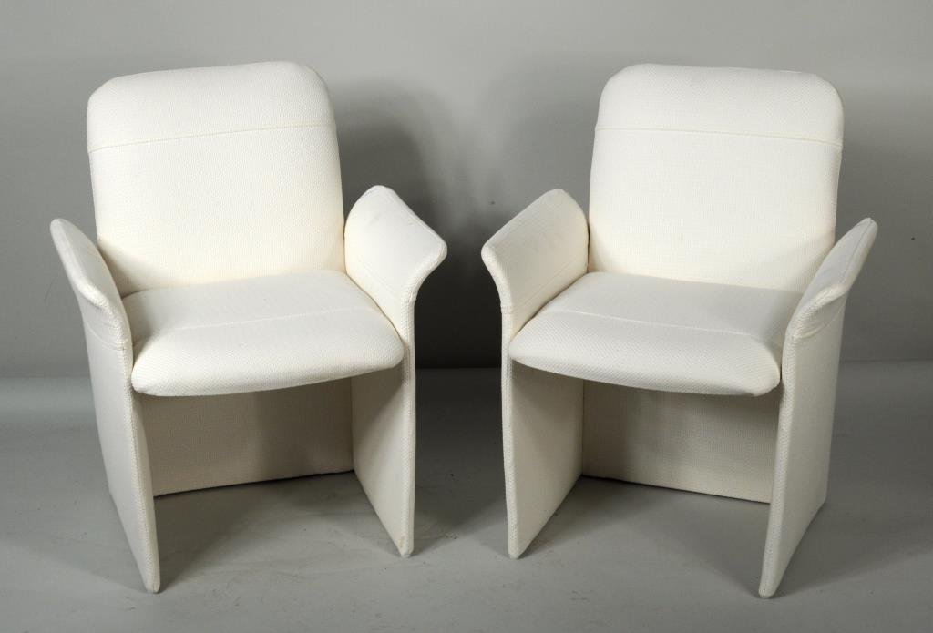 Pair Modernist White Upholstered Chairs (1 of 3)