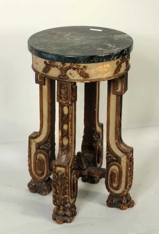 Continental Carved Polychrome M/T Tabouret (1 of 2)