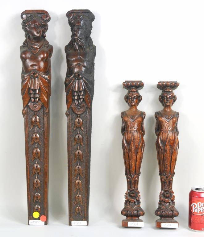 Two Pair Carved Wood Architectural Elements (1 of 1)