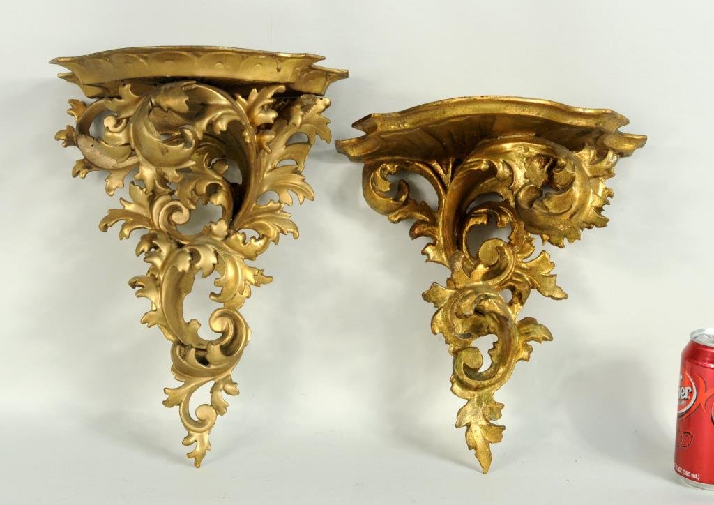 Near Pair Rococo Giltwood Brackets (1 of 1)