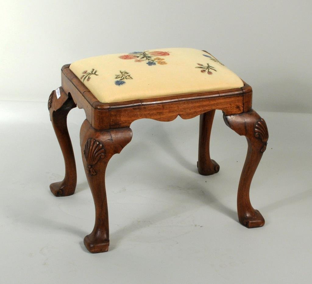 Georgian Style Carved Mahogany Stool (1 of 3)
