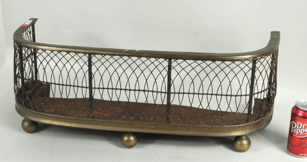 Diminutive Brass/Wire Fireplace Fender (1 of 2)