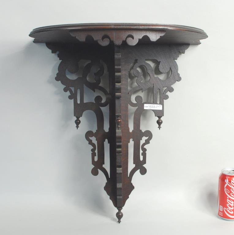 Pierced Carved Walnut Wall Bracket (1 of 1)