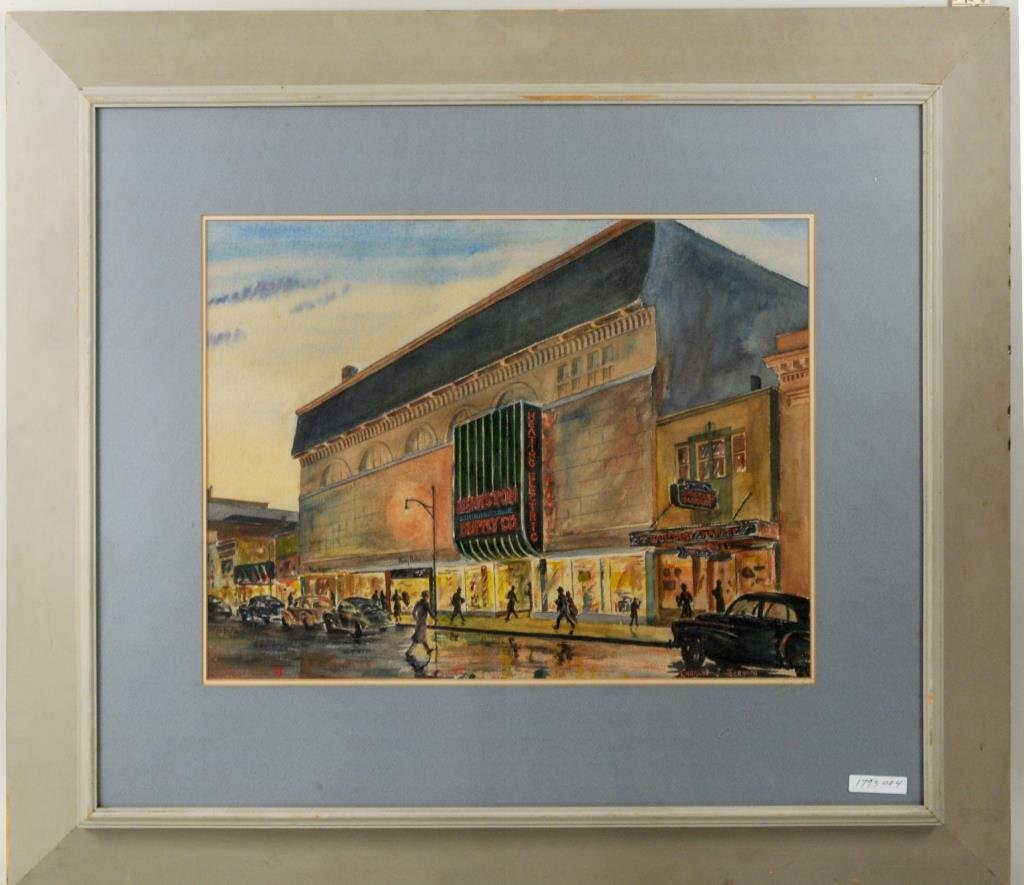 C. Bernard, Watercolor City Scene, Lewiston ME (1 of 5)