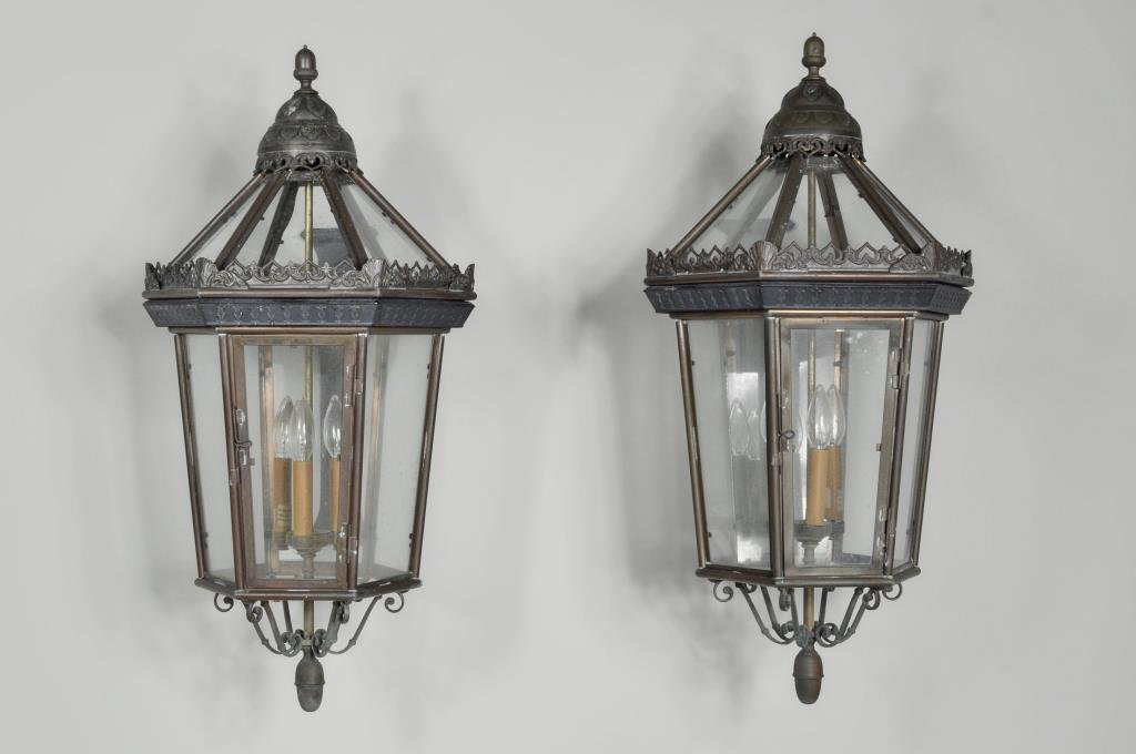 Pair Copper/Brass Exterior Lantern Sconces (1 of 3)