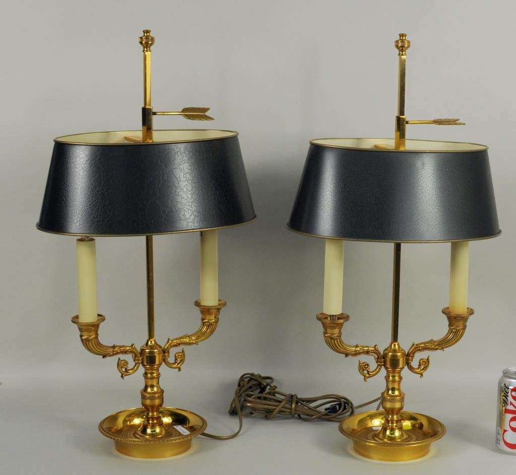 Pair Neoclassical Style Brass Bouilliotte Lamps (1 of 2)