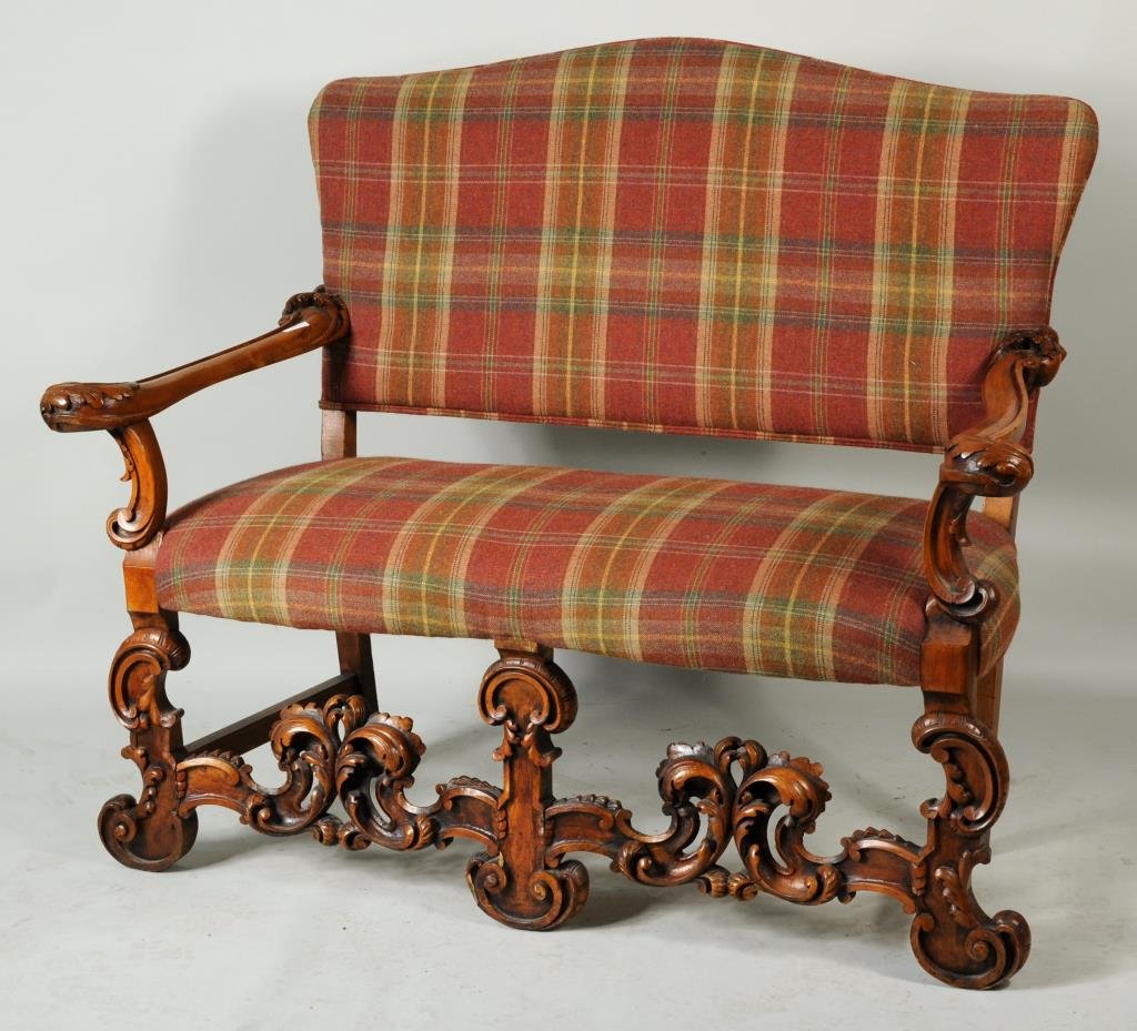 Continental Baroque Style Carved Settee (1 of 4)