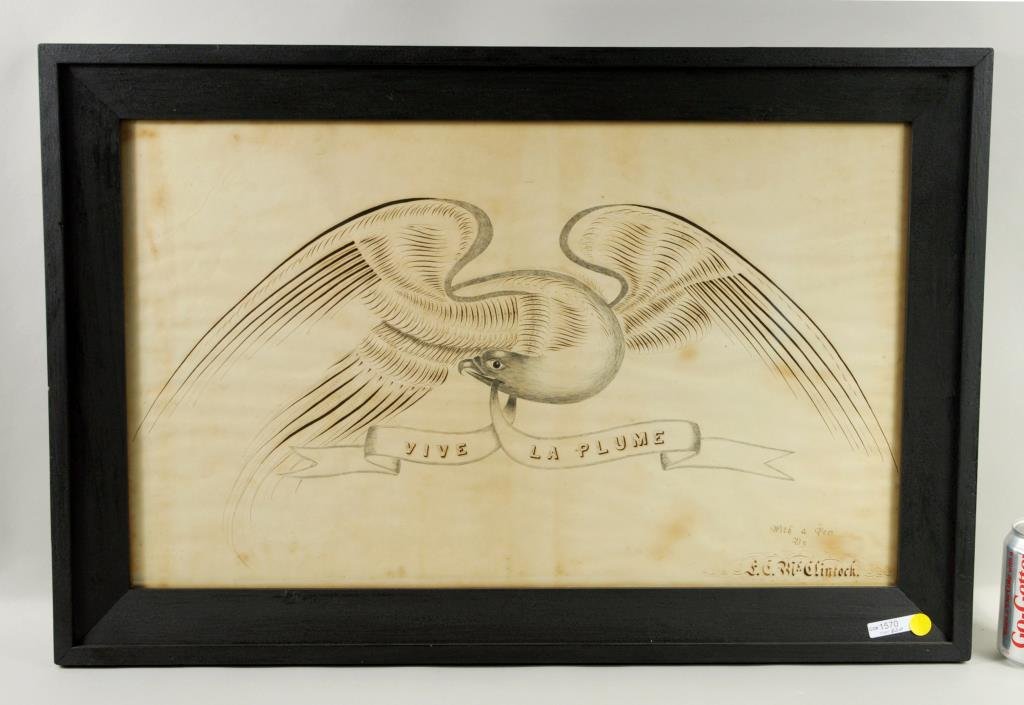 Penwork Drawing Eagle "Vive La Plume", Signed (1 of 3)