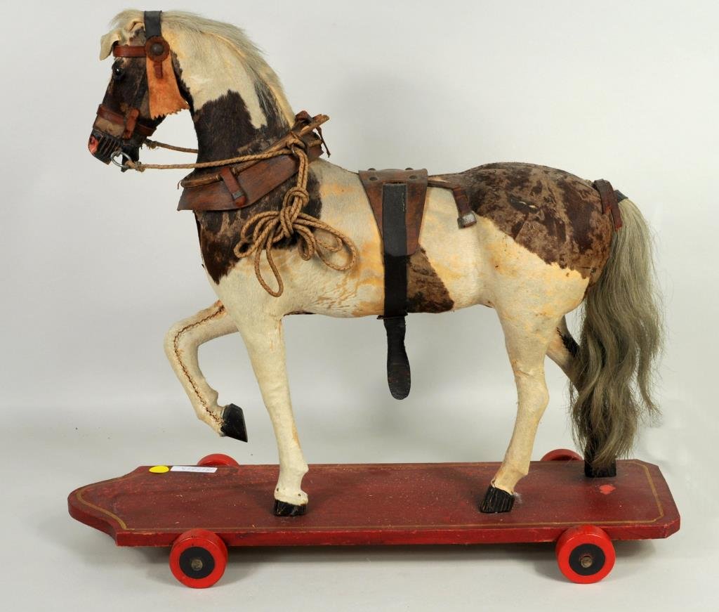 Large Hide Covered Horse Pull Toy (1 of 3)