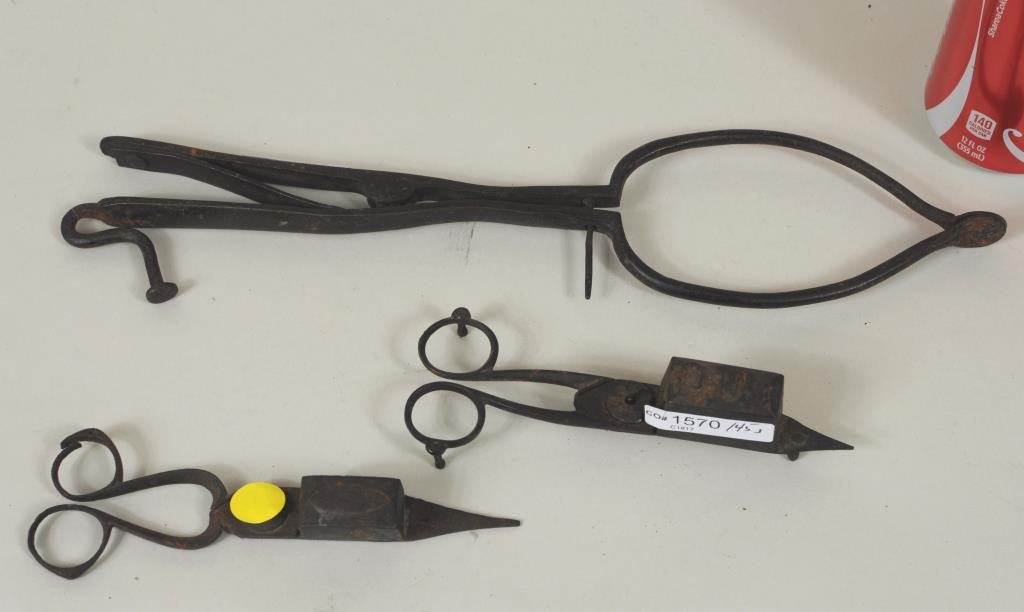Three Early American Wrought Iron Lighting Items (1 of 2)