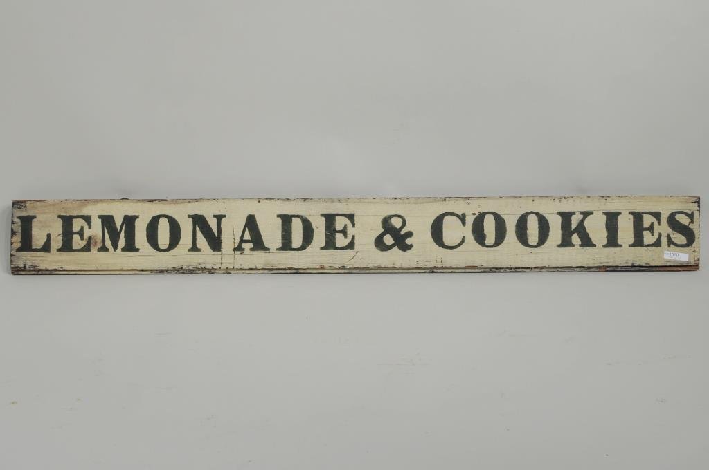 Folk Art "Lemonade & Cookies" Painted Trade Sign (1 of 2)