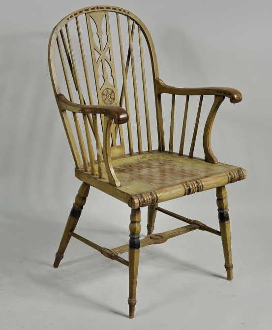 Unusual Paint Decorated Windsor Arm Chair (1 of 7)