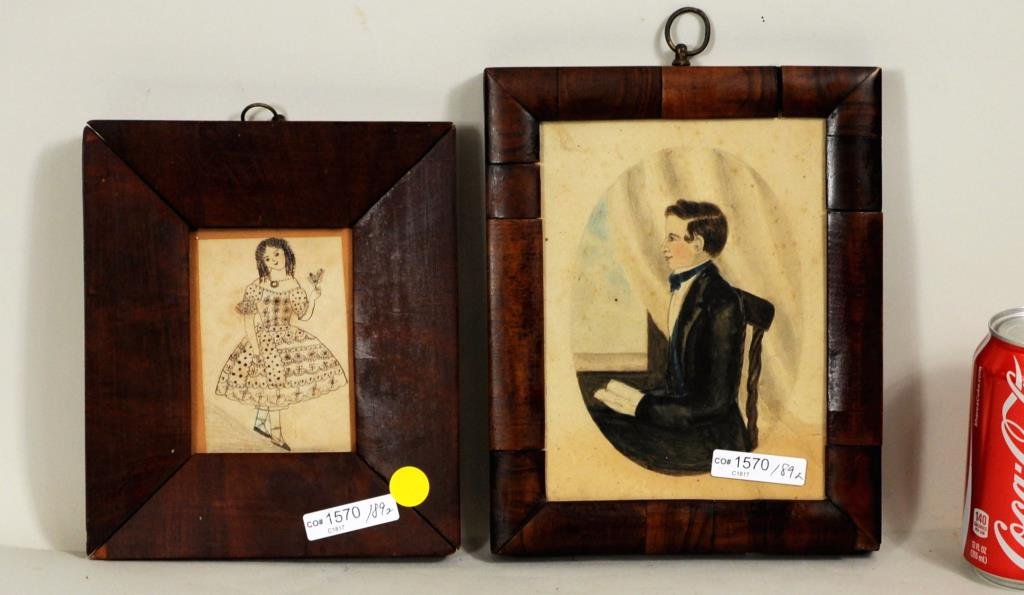 Two Folk Art Drawings & Watercolors (1 of 3)