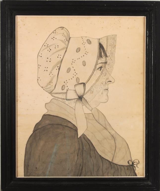 Pencil Drawing Lady in Bonnet, Poss. Ohio (1 of 2)