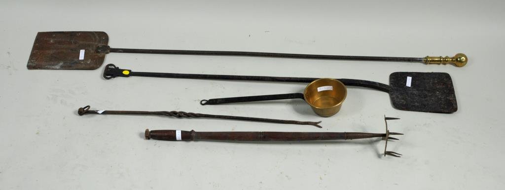 Wrought Iron & Brass Fireplace Tools (1 of 1)