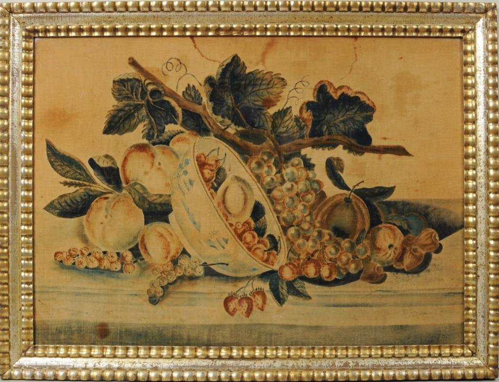 Folk Art Theorem On Velvet "Fruit Still Life" (1 of 2)