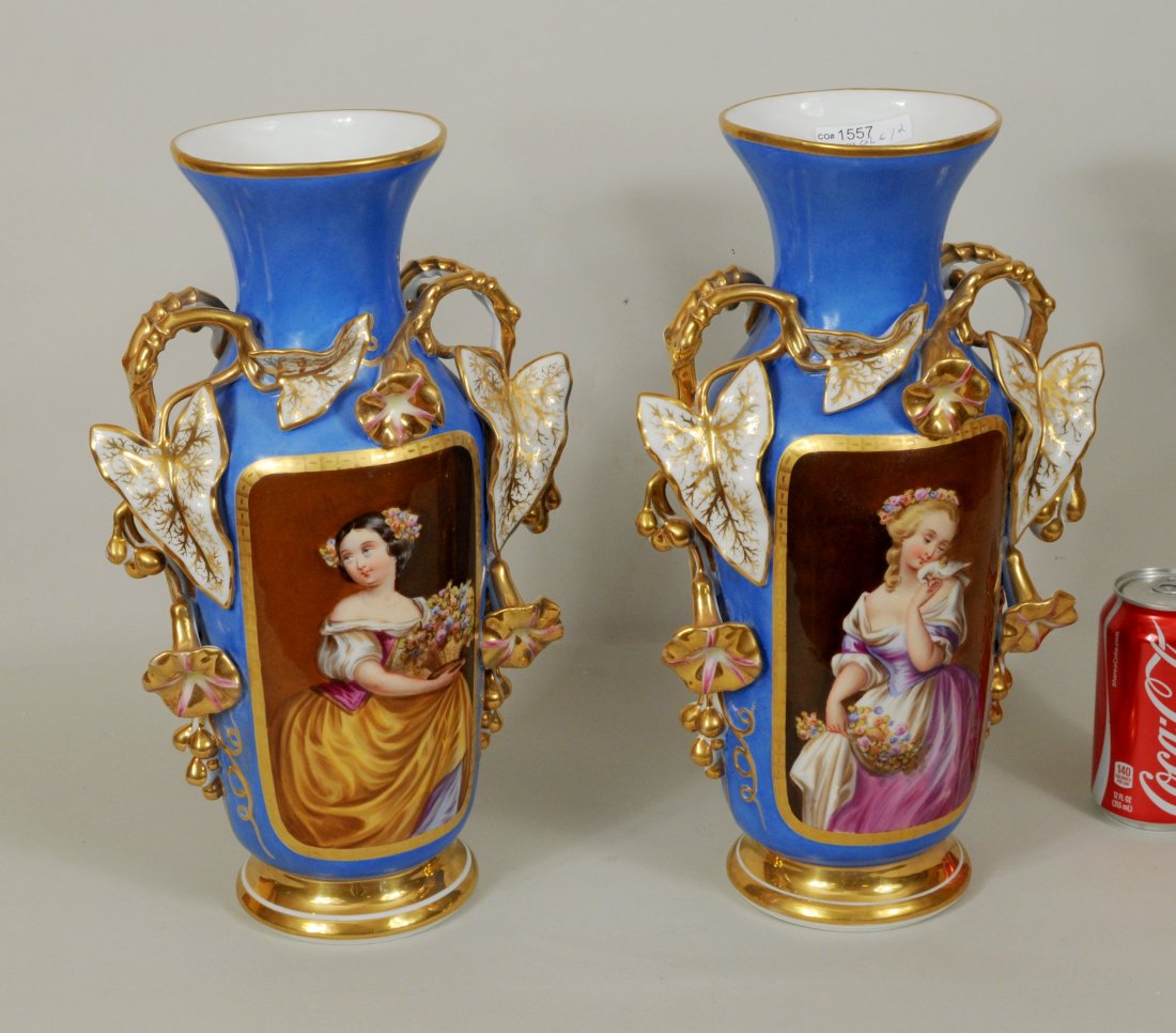 Pair Austrian Hand Painted Vases (1 of 2)