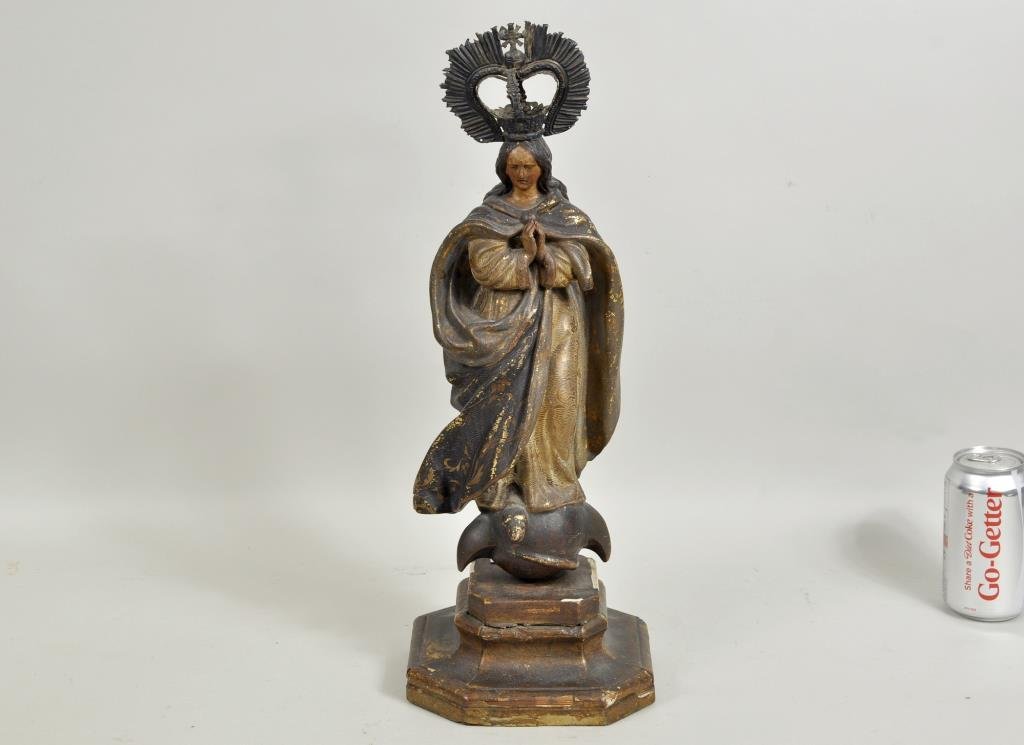 Carved, Gilded & Polychromed Wood Santos Figure (1 of 4)