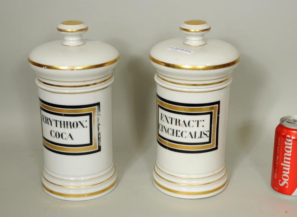 Two Porcelain Lidded Apothecary Jars (1 of 2)