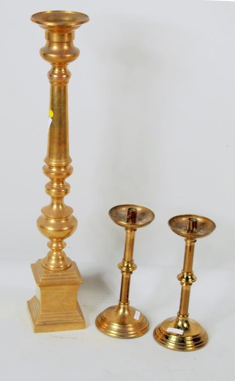 Group Three Brass Candlesticks, 20th C. (1 of 1)