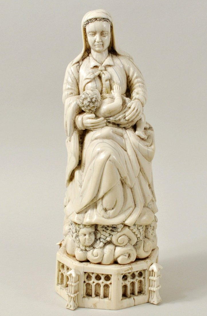 Goanese Ivory Carving Virgin Mary & Child (1 of 7)