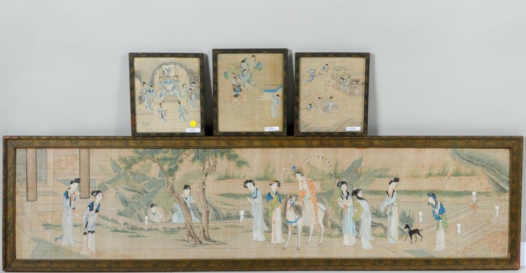 Four Chinese Paintings On Fabric (1 of 3)