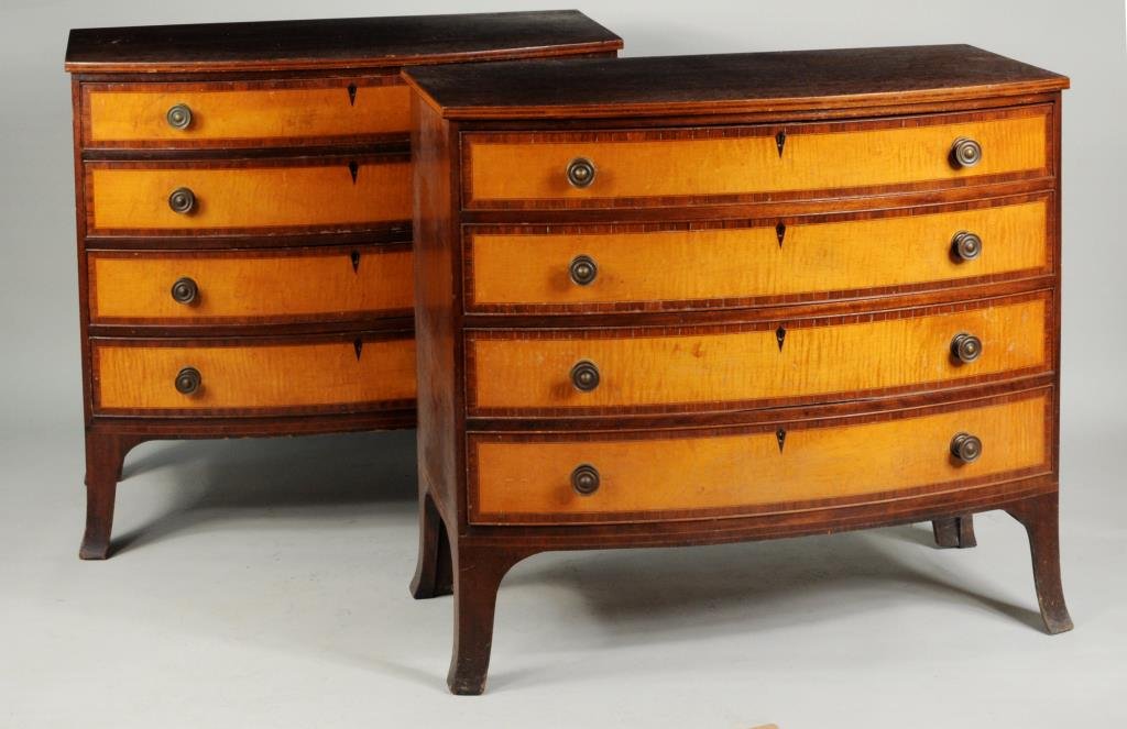 Pair Portsmouth Style Federal Bow Front Chests (1 of 6)