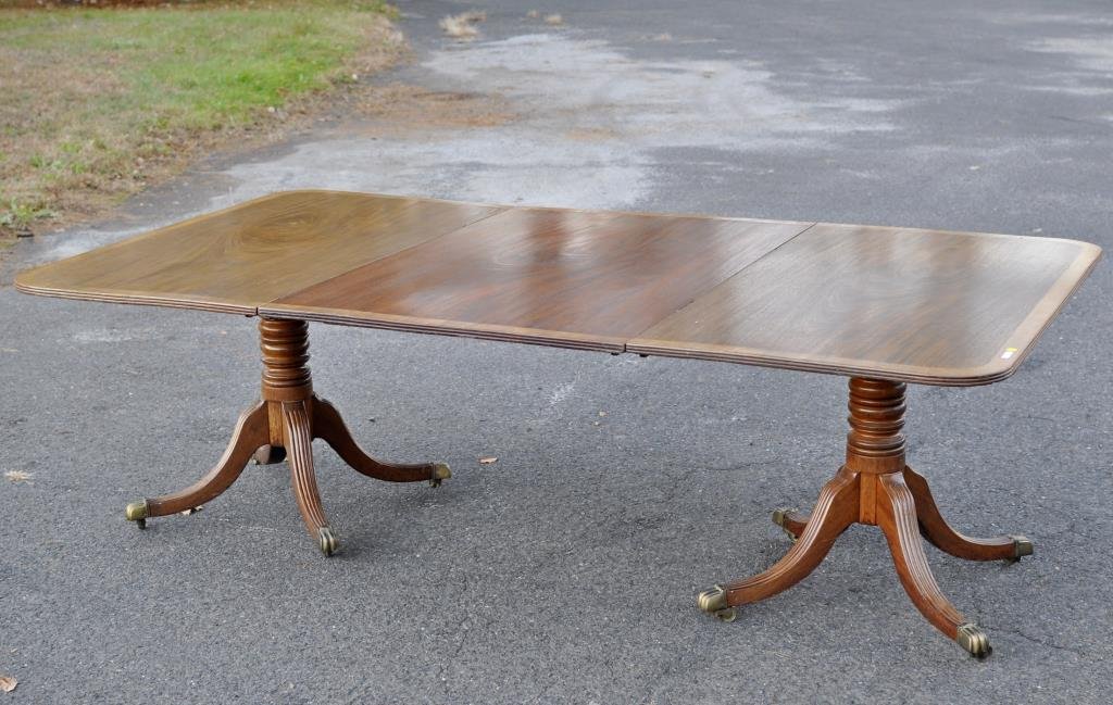 Regency Inlaid Mahogany Two Pedestal Dining Table (1 of 8)