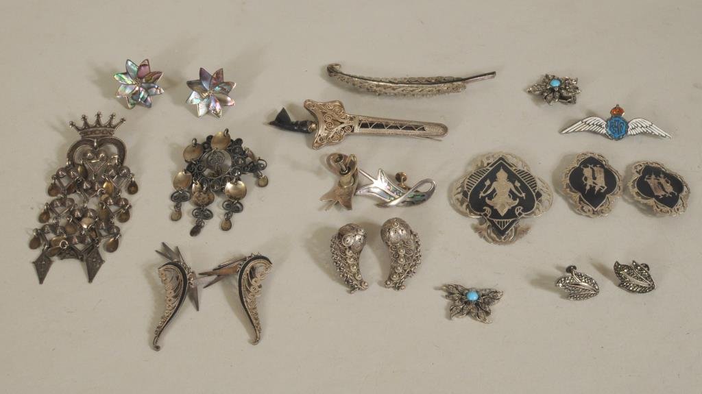 Group Silver Earrings & Pins (1 of 2)