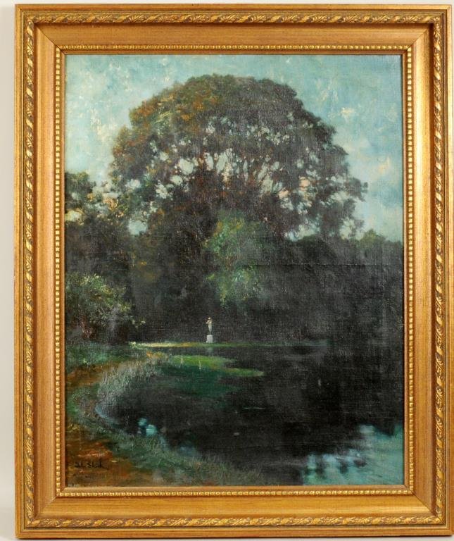 John Gleich "Landscape w/Pond" O/C Signed, Framed (1 of 2)