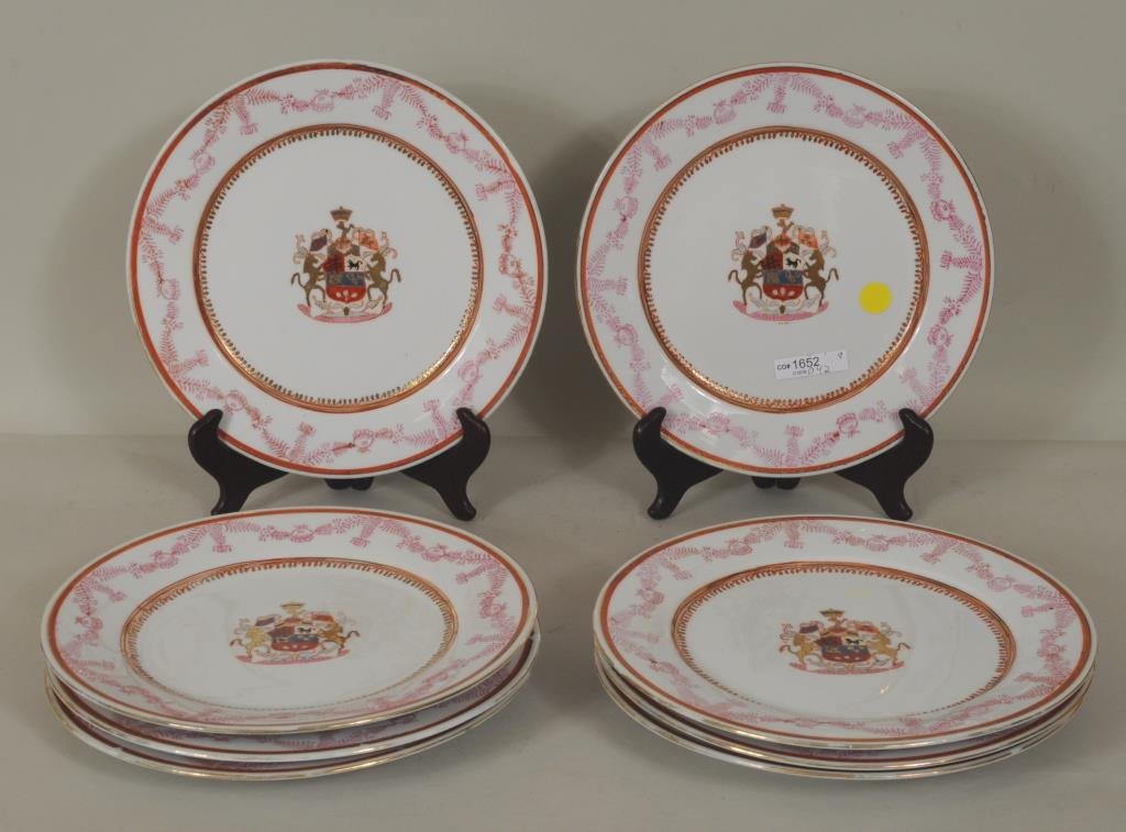 Set 8 Continental Porcelain "Armorial" Plates (1 of 5)