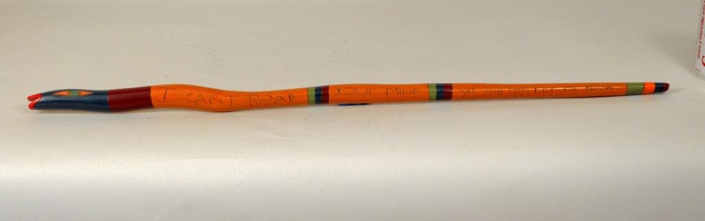 American Folk Art Polychromed Snake Wood Carving (1 of 3)