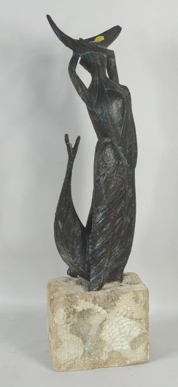 Art Deco Bronze Mermaid Figure (1 of 4)