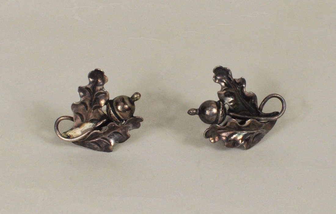 Georg Jensen Sterling Silver Acorn & Leaf Earrings (1 of 3)